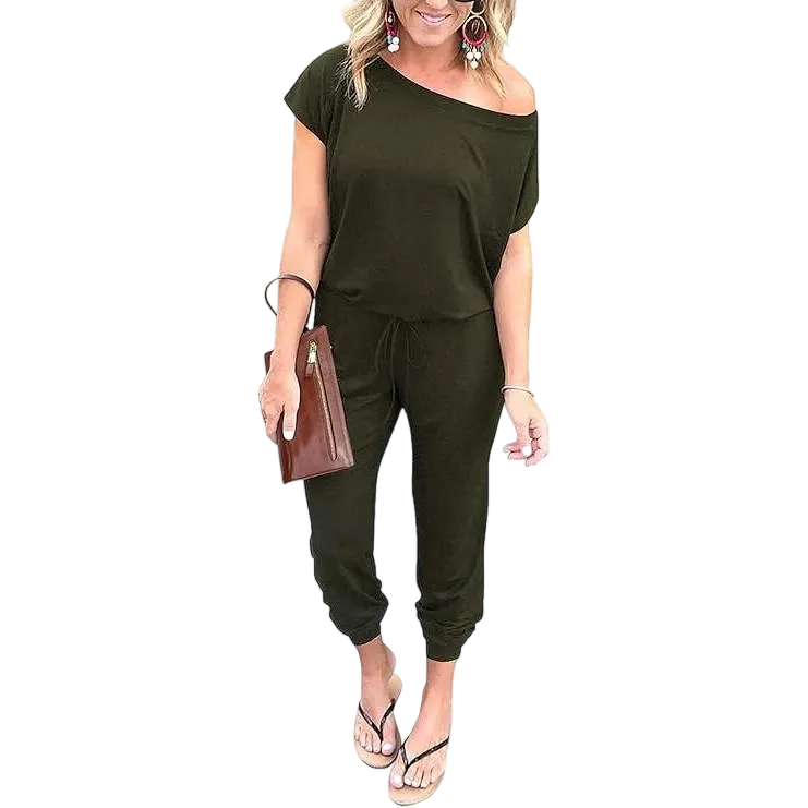 Women's Jumpsuit Off-Shoulder Elastic Waist Stretchy
