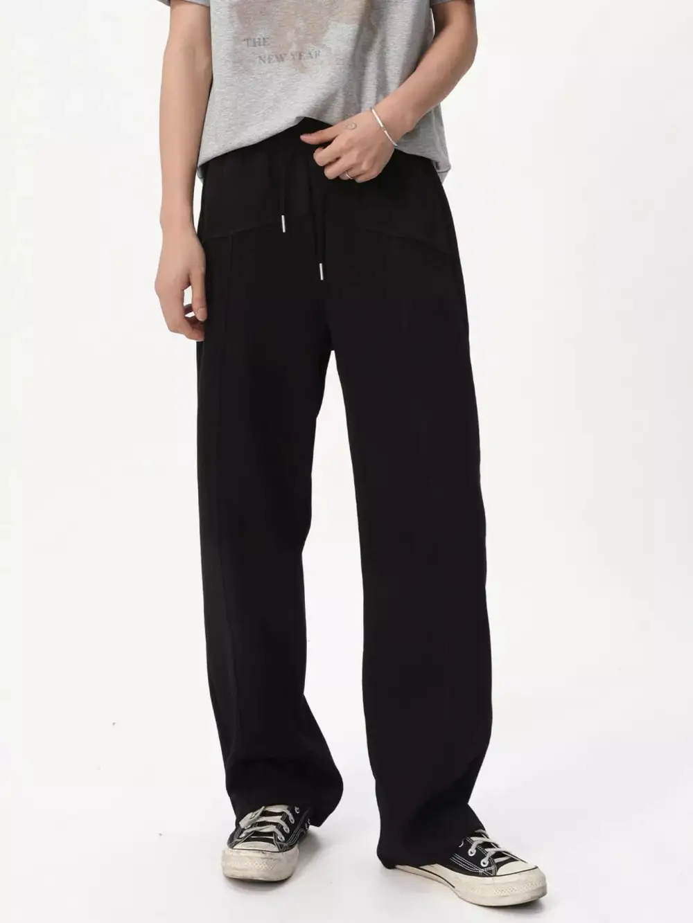Textured Men's Wide Leg Drawstring Pants