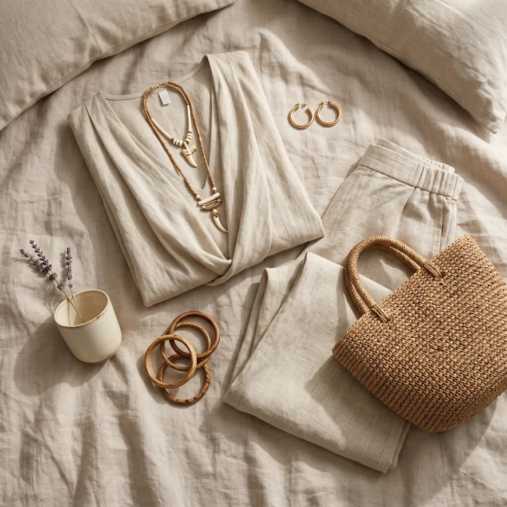 Draped Linen Two Piece Set