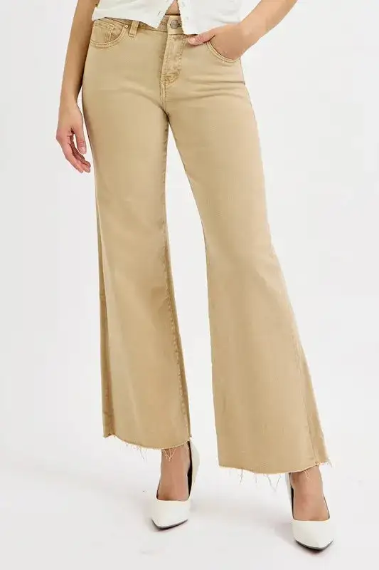 Raw Hem Frayed Hem Wide Leg Jeans
