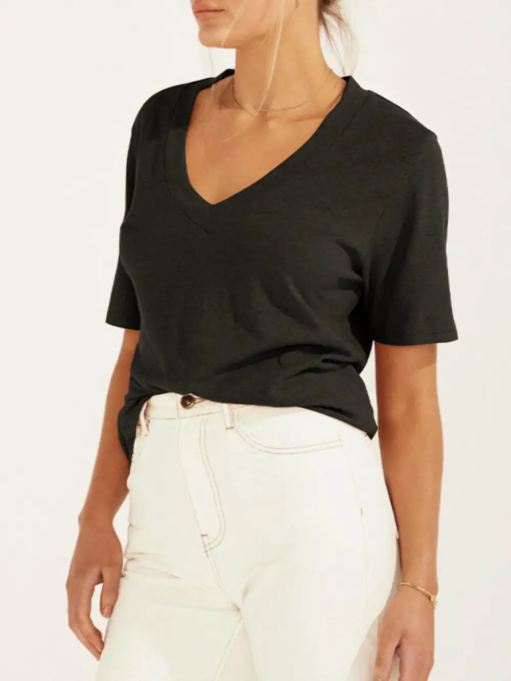 V-Neck Short-Sleeve Relaxed Cotton T-Shirt
