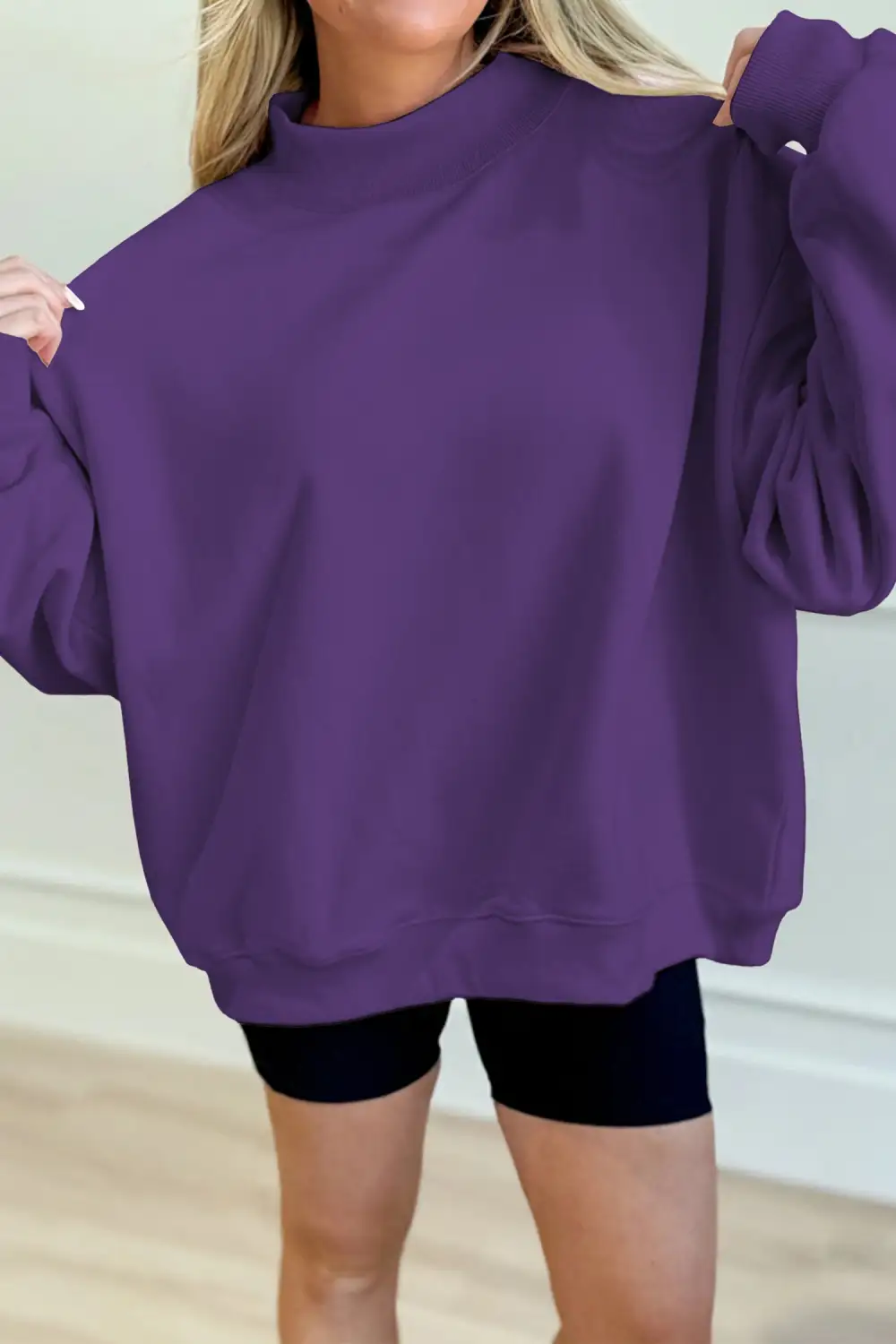 Easygoing Relaxed Mock Neck Sweatshirt