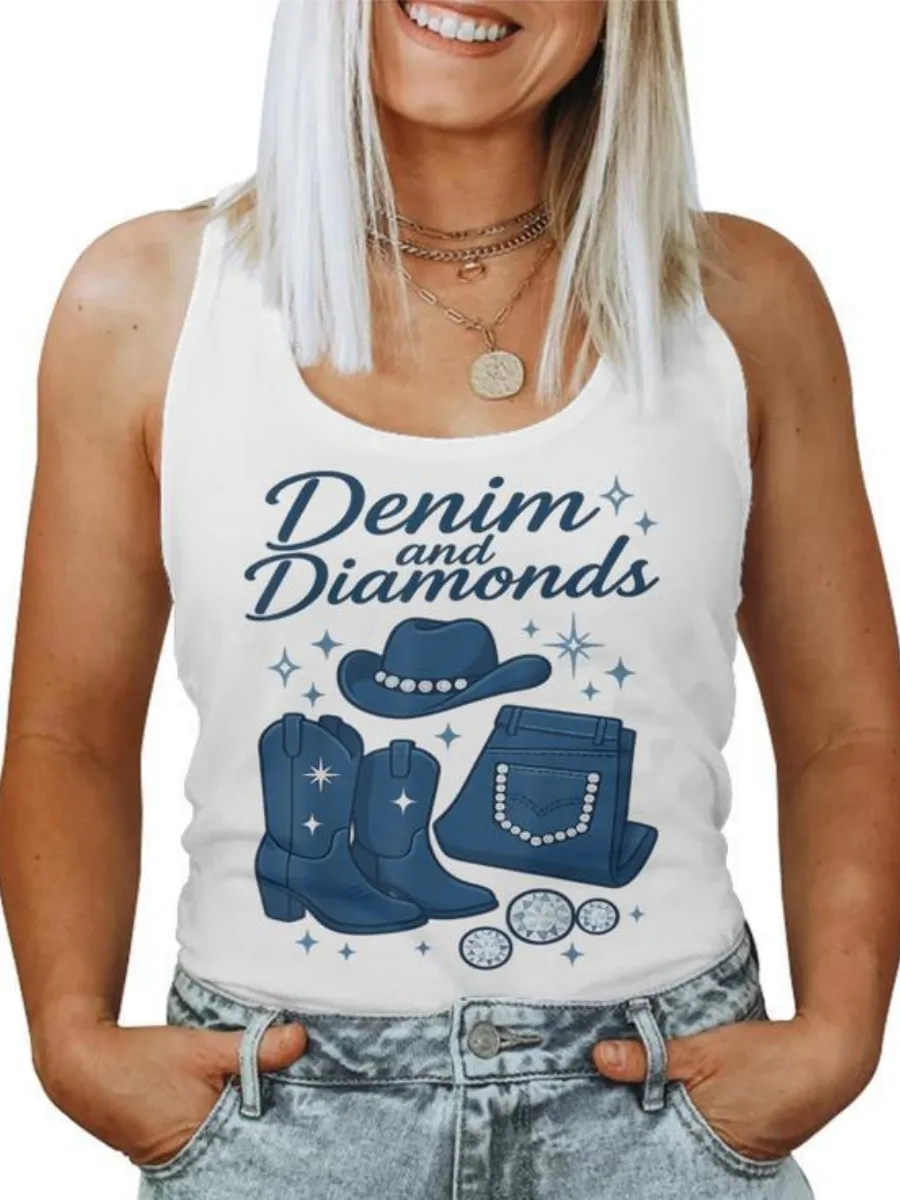 Country Western Cowgirl Printed Tank