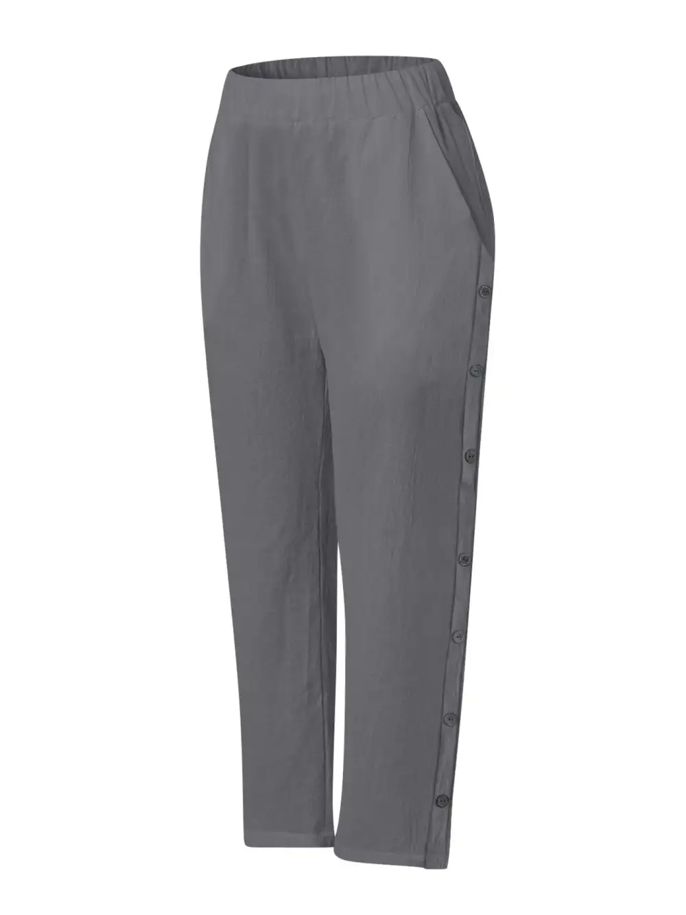 Side Decor Button Casual Wide Leg Pants