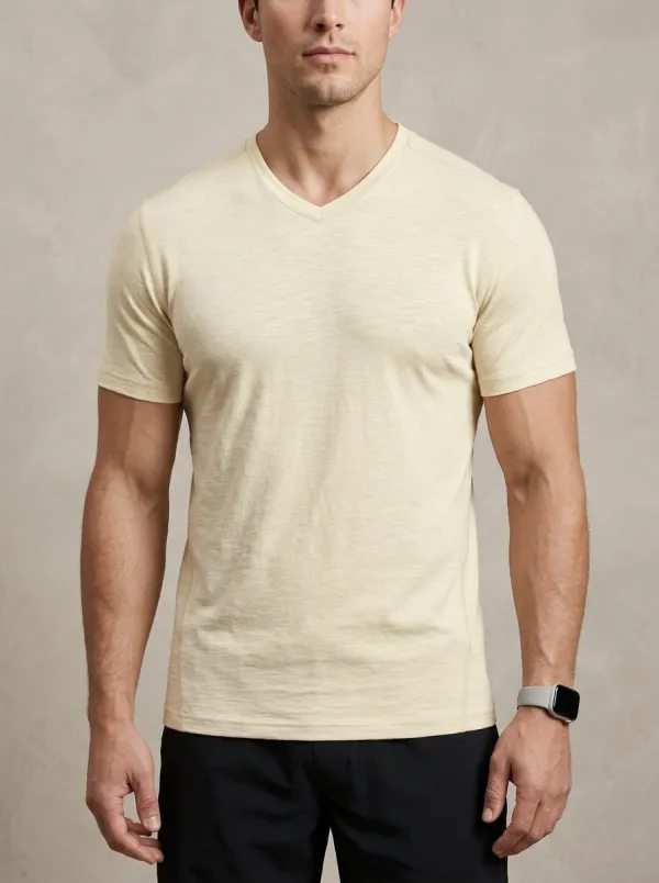 Classic V-Neck Refined Look Men's Slim Fit Short Sleeve T-Shirt