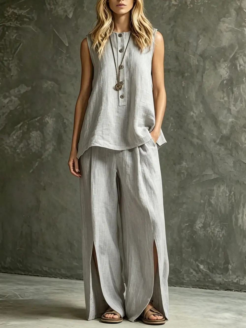 Classic Wide-Leg Sleeveless Women's Matching Set