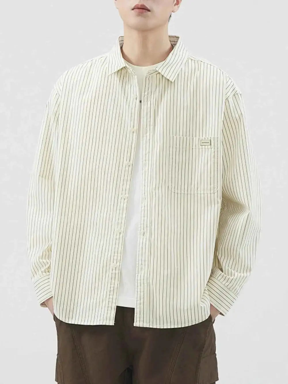 Striped Button-Up Long Sleeve Shirt