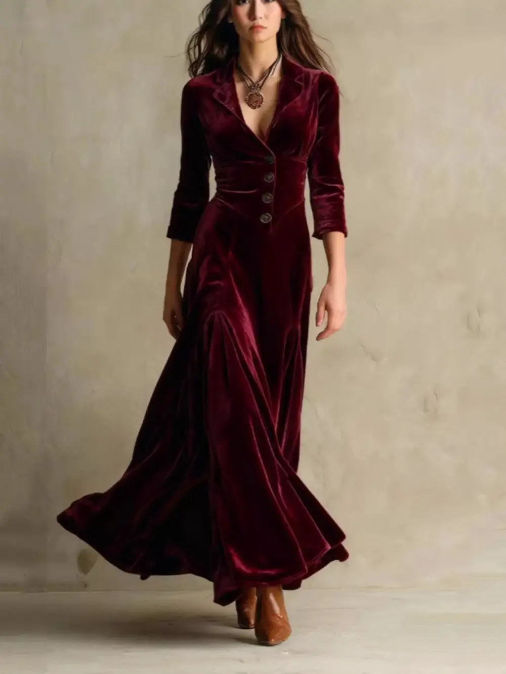 Wearable Cut Velvet Button Front Maxi Dress