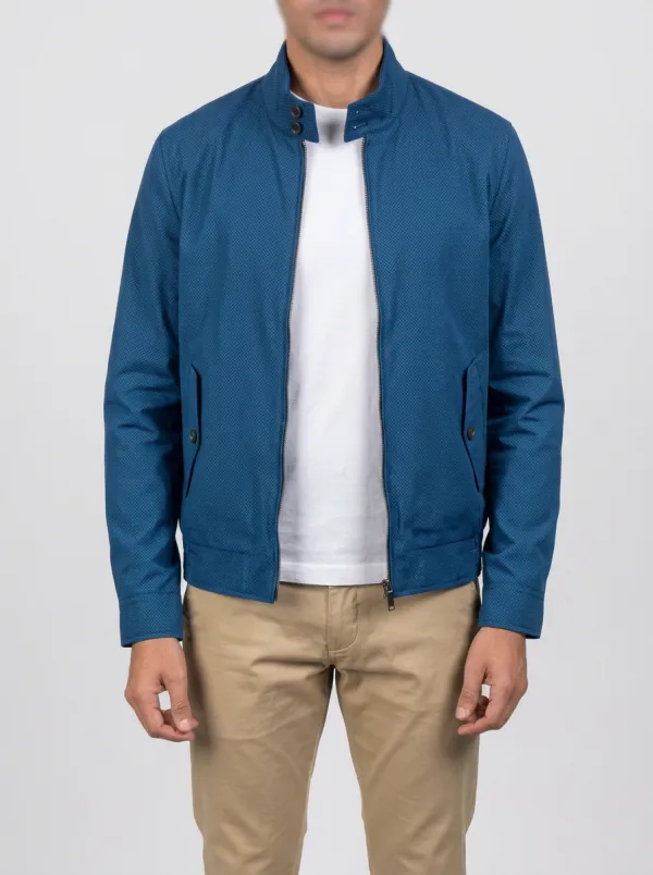 Textured Zip Bomber Collar Jacket