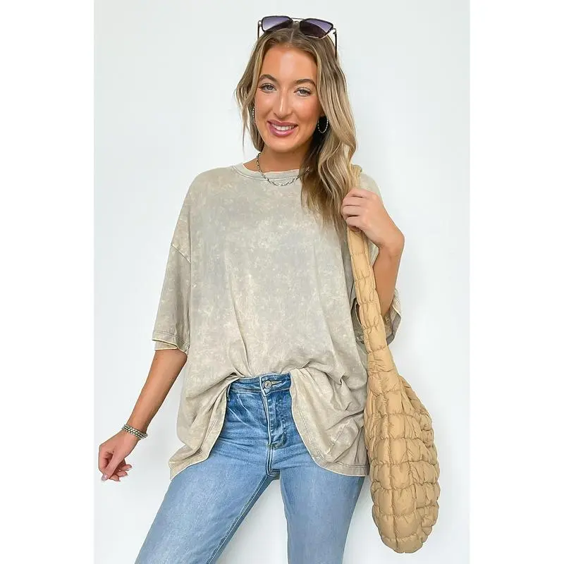 6PACK-Mineral Wash Oversized Top - BACK IN STOCK