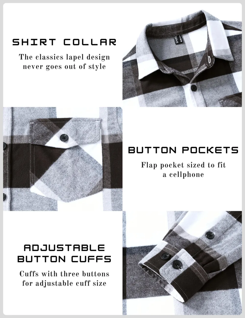 Men's Flannel Shirts Brushed Fleece Flannel Shirts Jacket