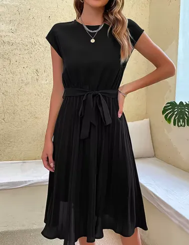 Classic Refined Women's Pleated Midi Dress