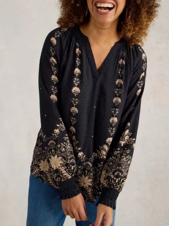 V-Neck Embroidered Top