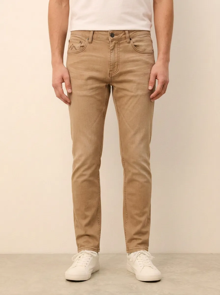 Men's Refined All Day Mountain Logo Embroidered Stretch Denim Jeans