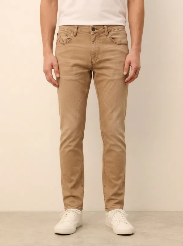 Men's Refined All Day Mountain Logo Embroidered Stretch Denim Jeans