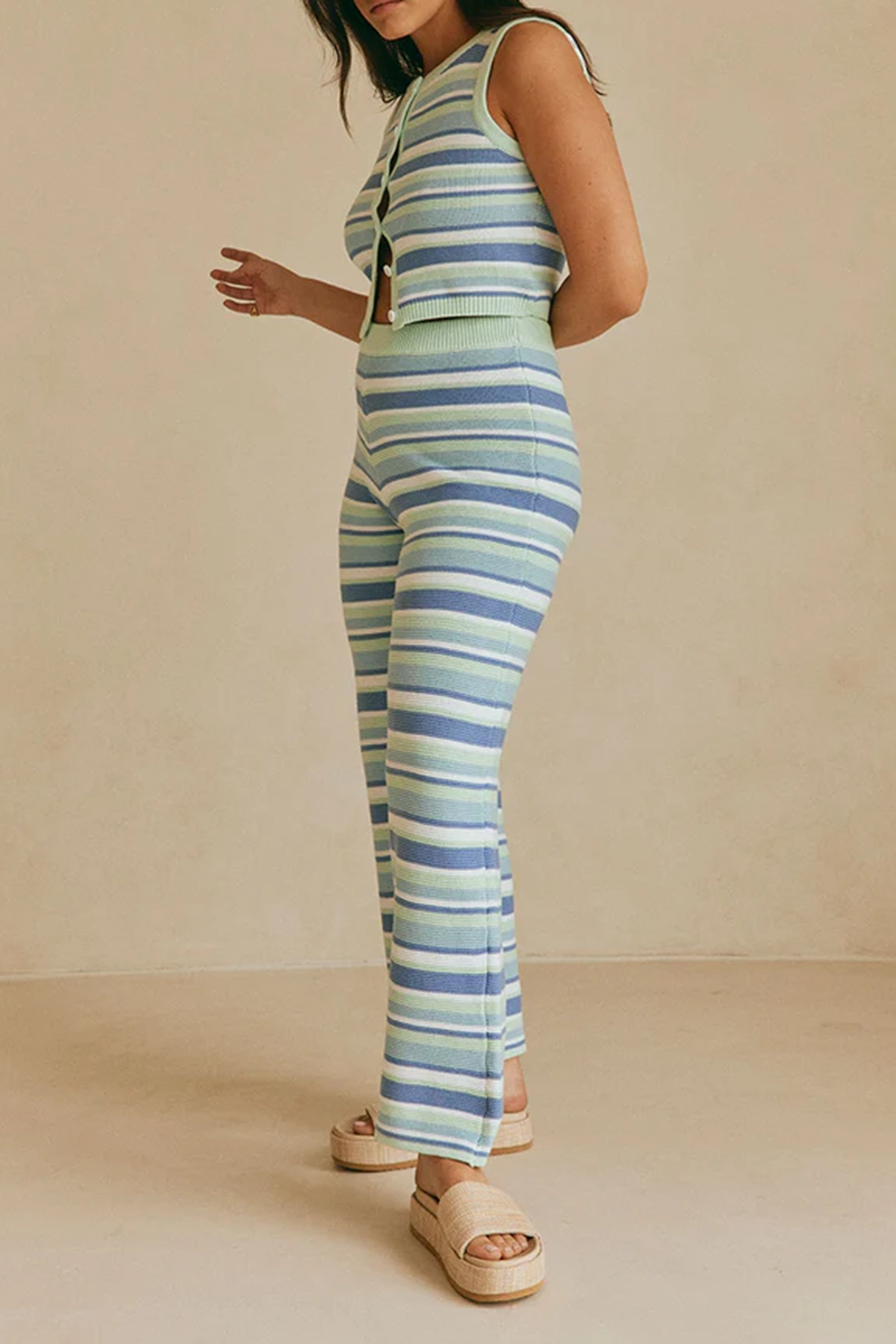 Striped Cropped Wide Leg Pants