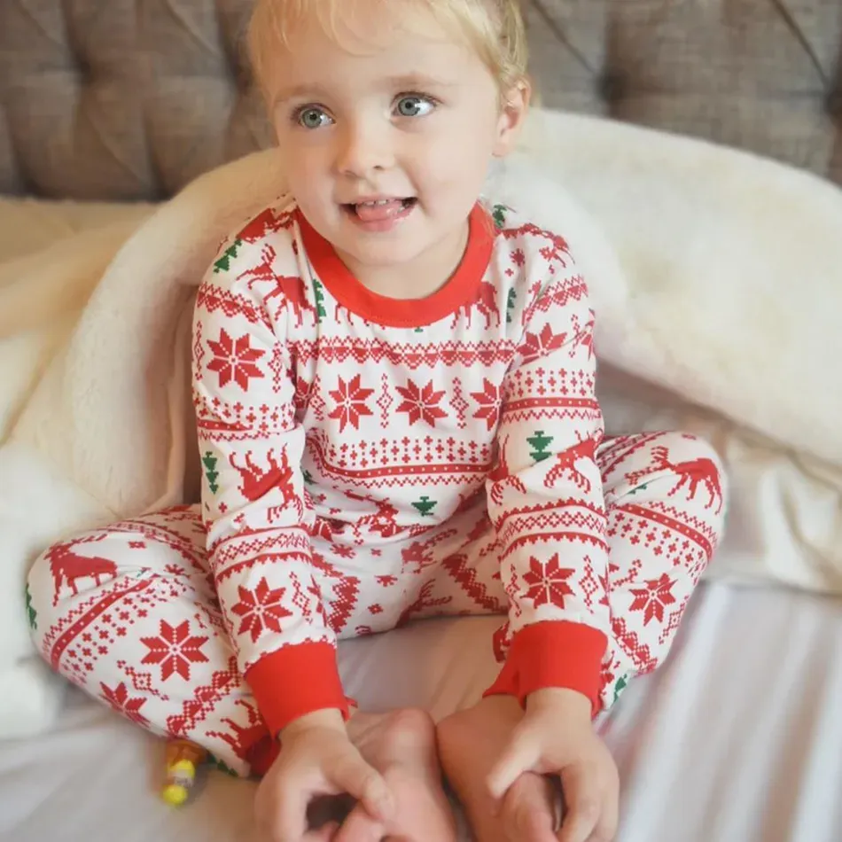 Family Wear Long Sleeve Parent-Child Wear Pajamas (Flame Resistant)