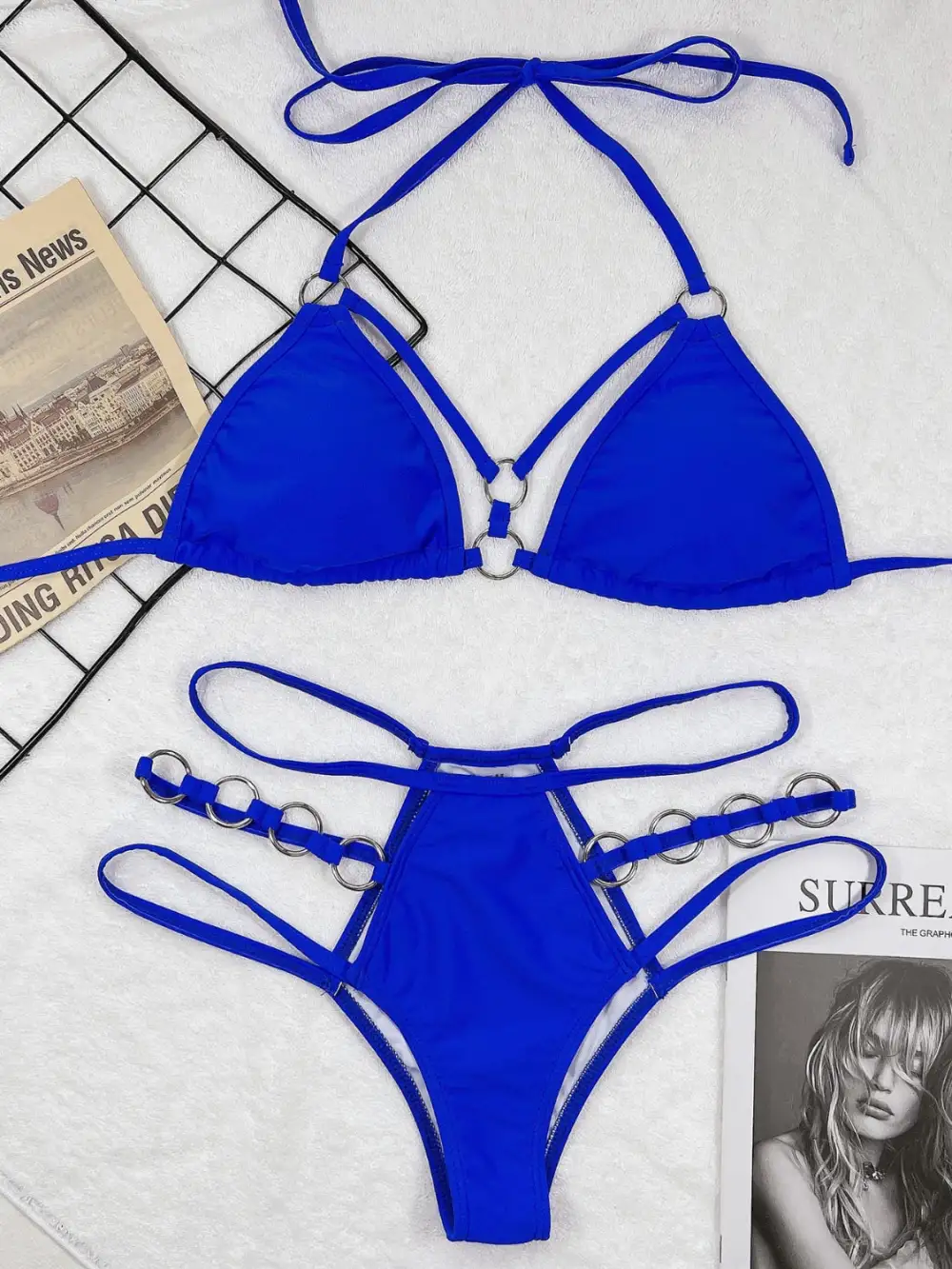 Panel Detail Halter Neck Coordinated Swim Set
