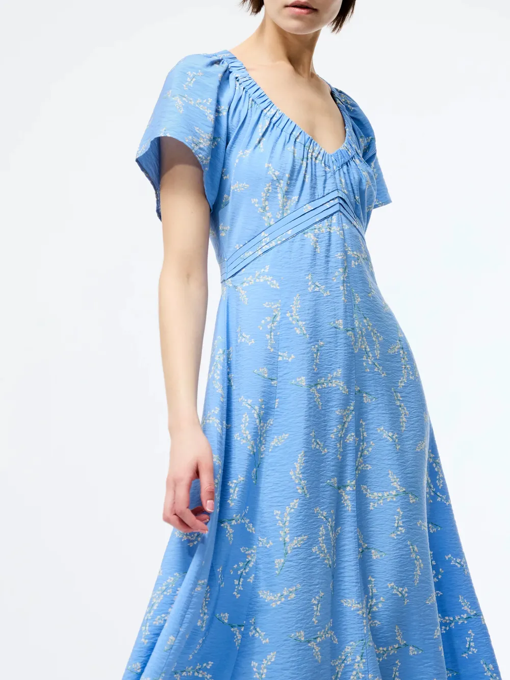 Draped Printed V-Neck Dress