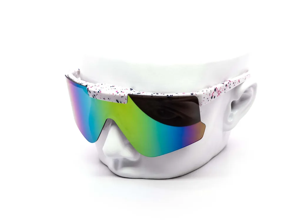 12-Pack Oversized Sport Rimless Shield Burnt Mirror Sunglasses