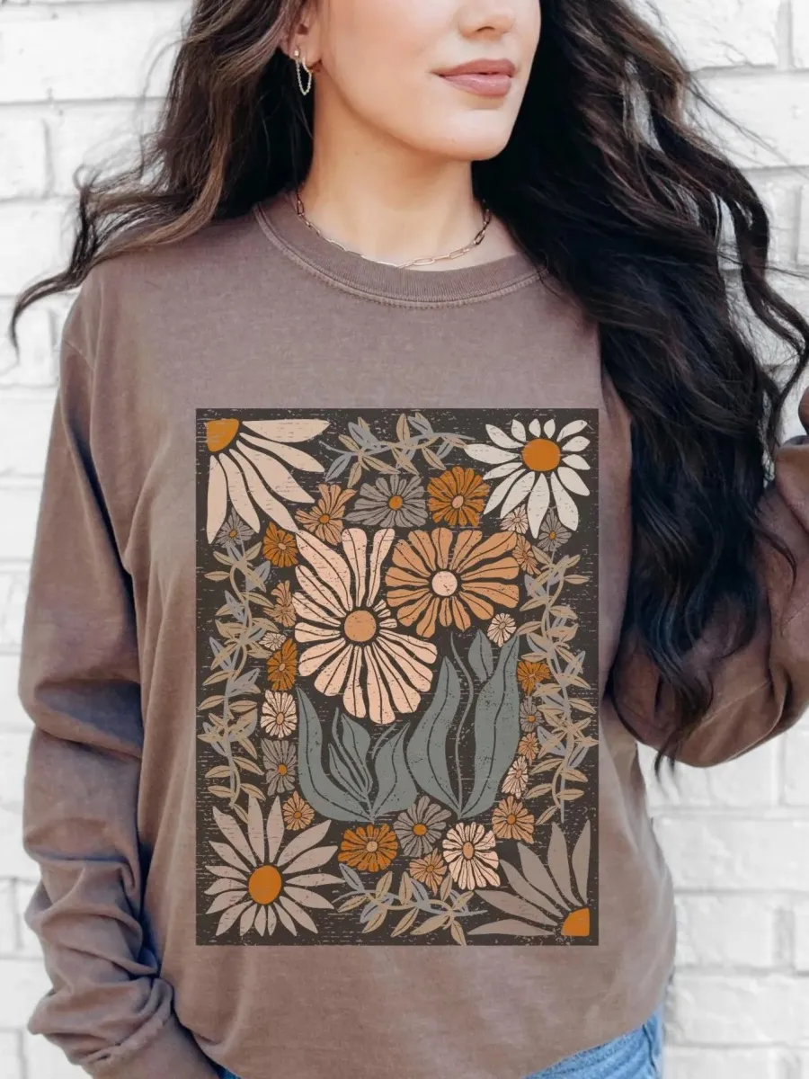 Retro Boho Floral Print T-Shirt