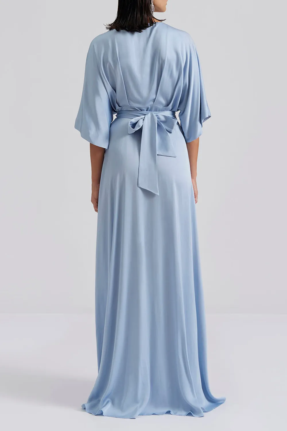 Wrap Style Satin Maxi Dress