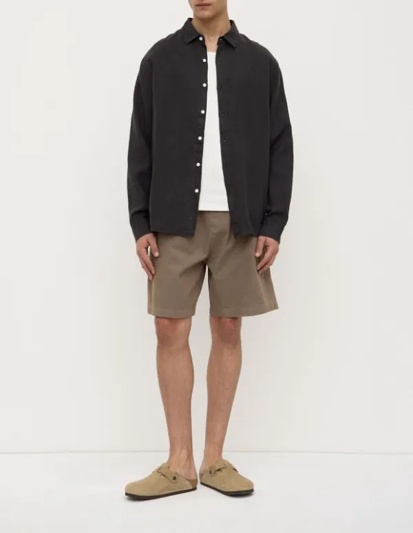 Black Everyday Linen Button-Up Shirt