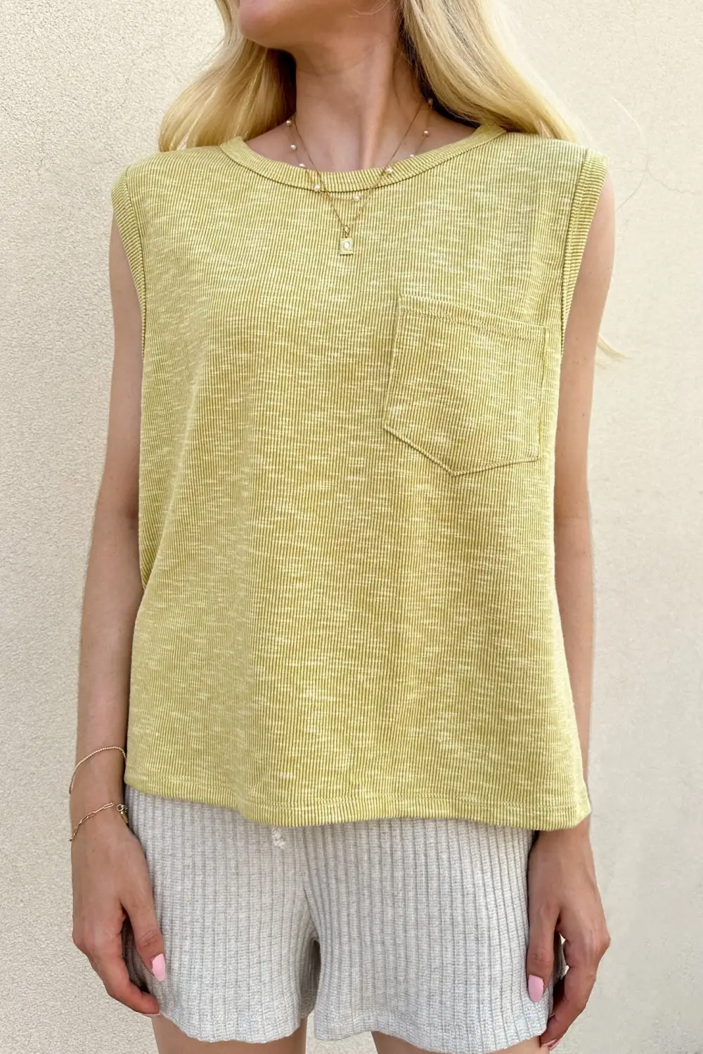 Loose Fit Ribbed Sleeveless Top
