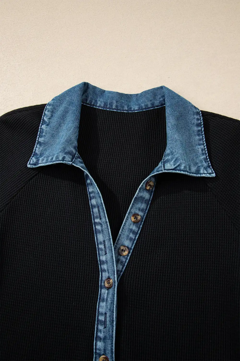 Structured Shape Patchwork Denim Knit Sweater Dress