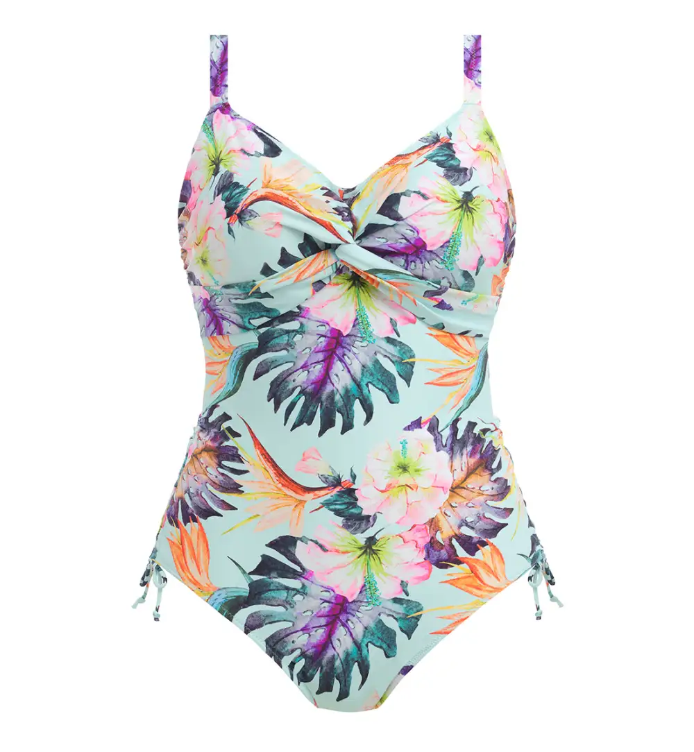 Twist-Front Underwire Adjustable-Leg One-Piece Swimsuit
