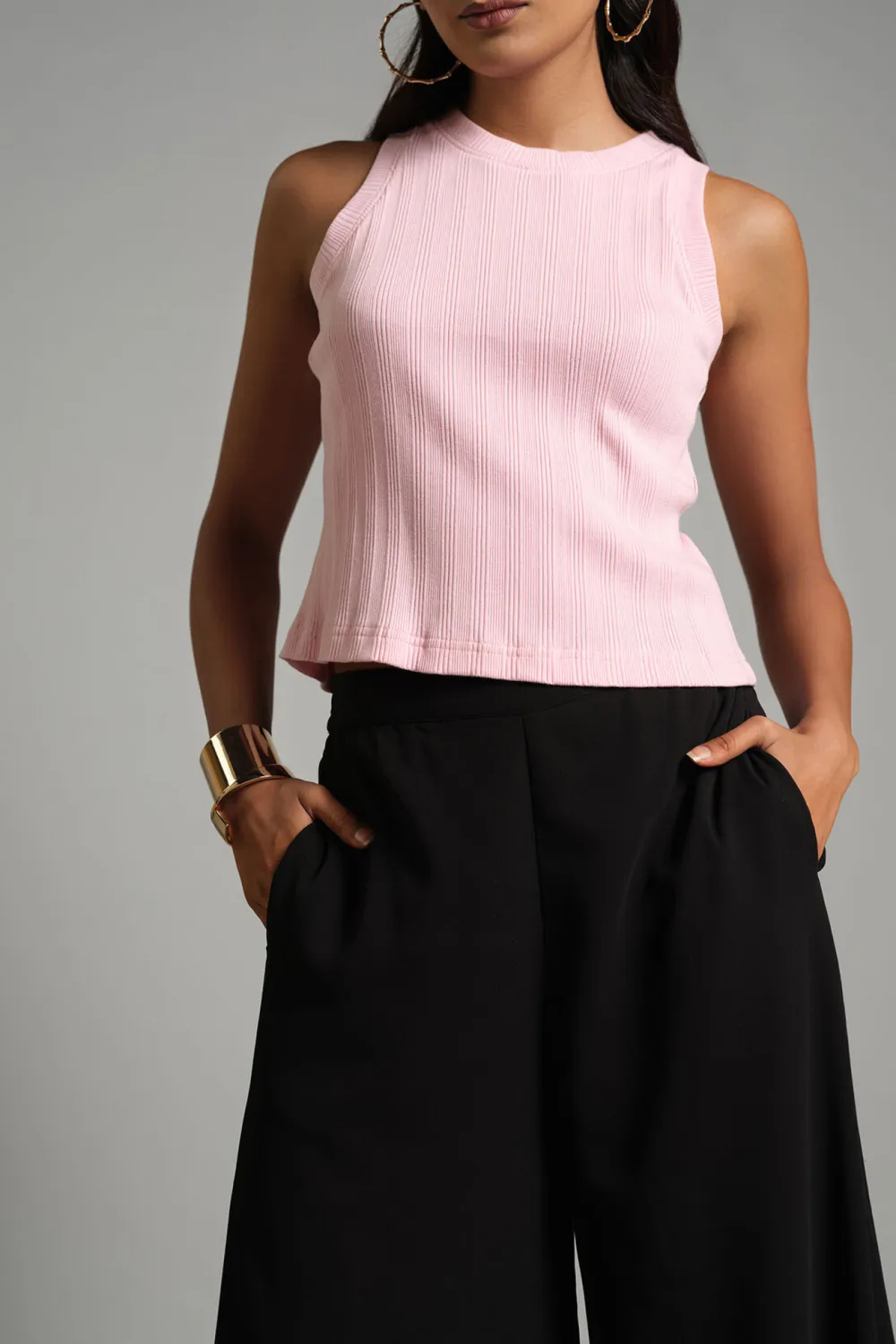 Round Neck Sleeveless Top