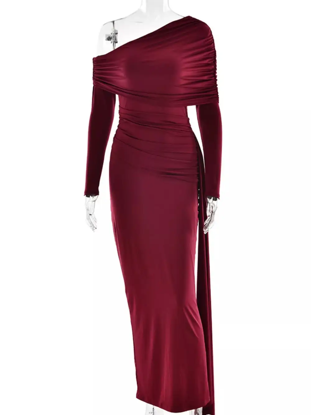 Layered Detail Ruched Maxi Dress