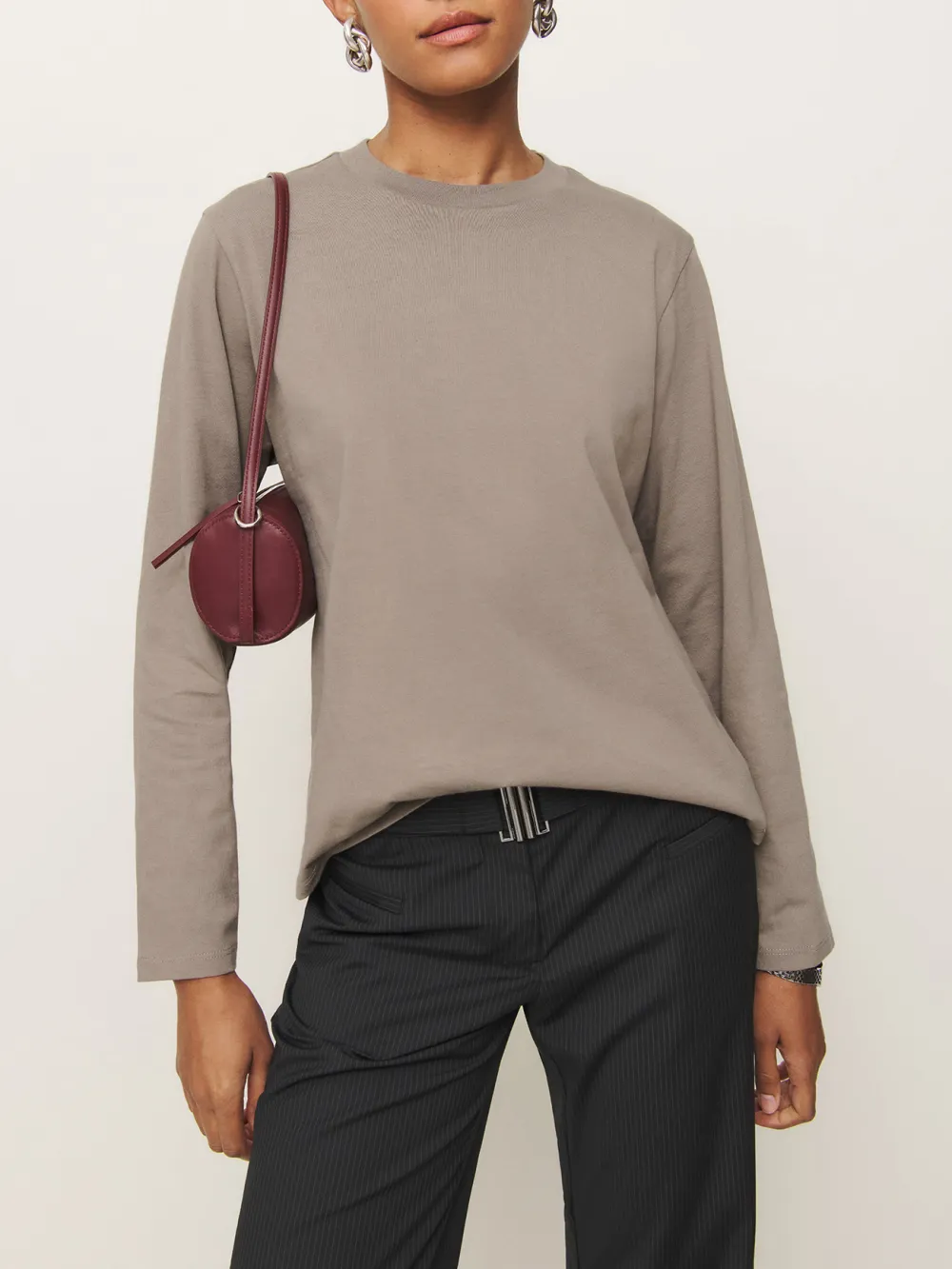 Loose Fit Crew Neck Long Sleeve Tee