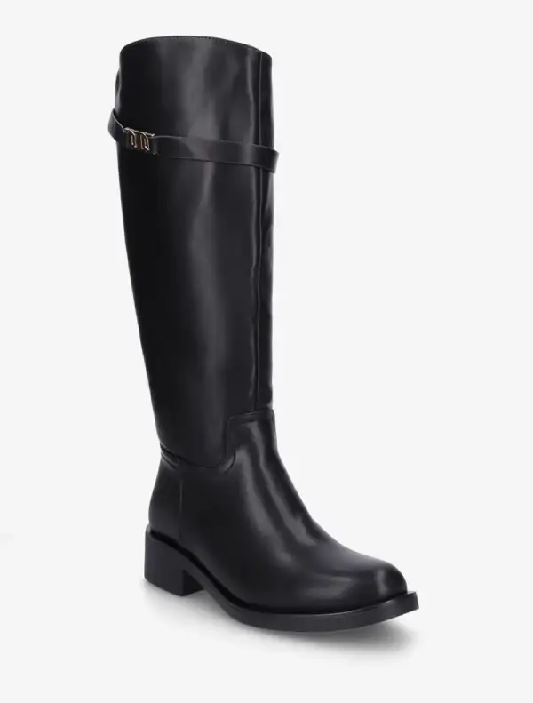 Classic Heritage Block Heel Faux Leather Knee High Boots