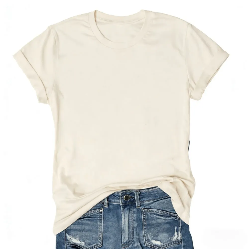 🔥 Women's Solid Color Crew Neck T-Shirt | Casual Loose Fit Basic Tee