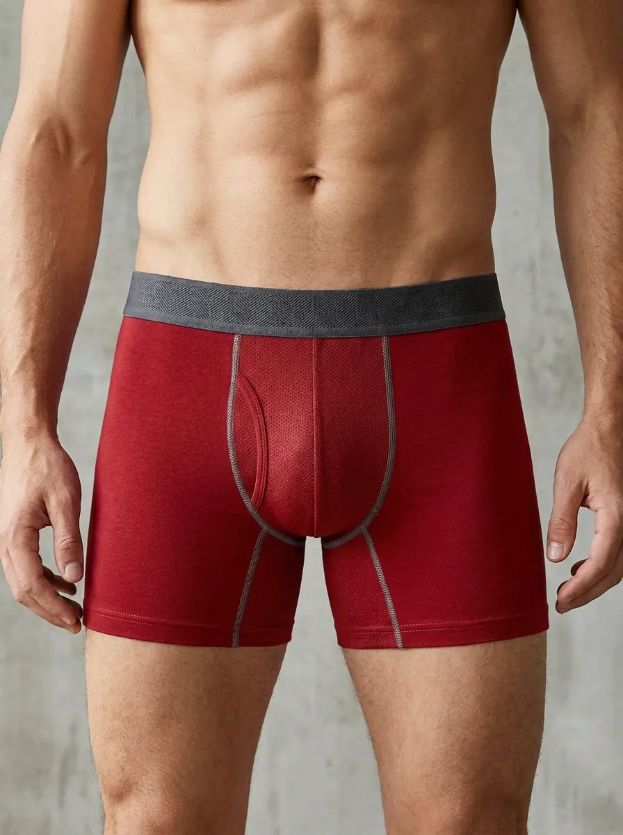 Men's Athletic Performance Two-Tone Mesh Printed Boxer Briefs