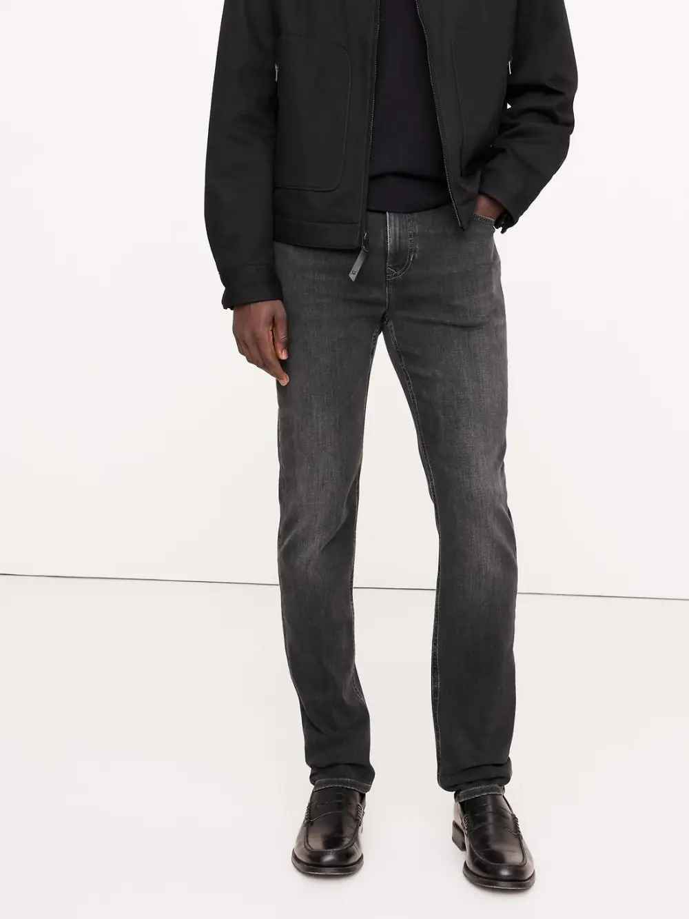 Slim Fit Dark Gray Wash Stretch Fiber Men's Jeans