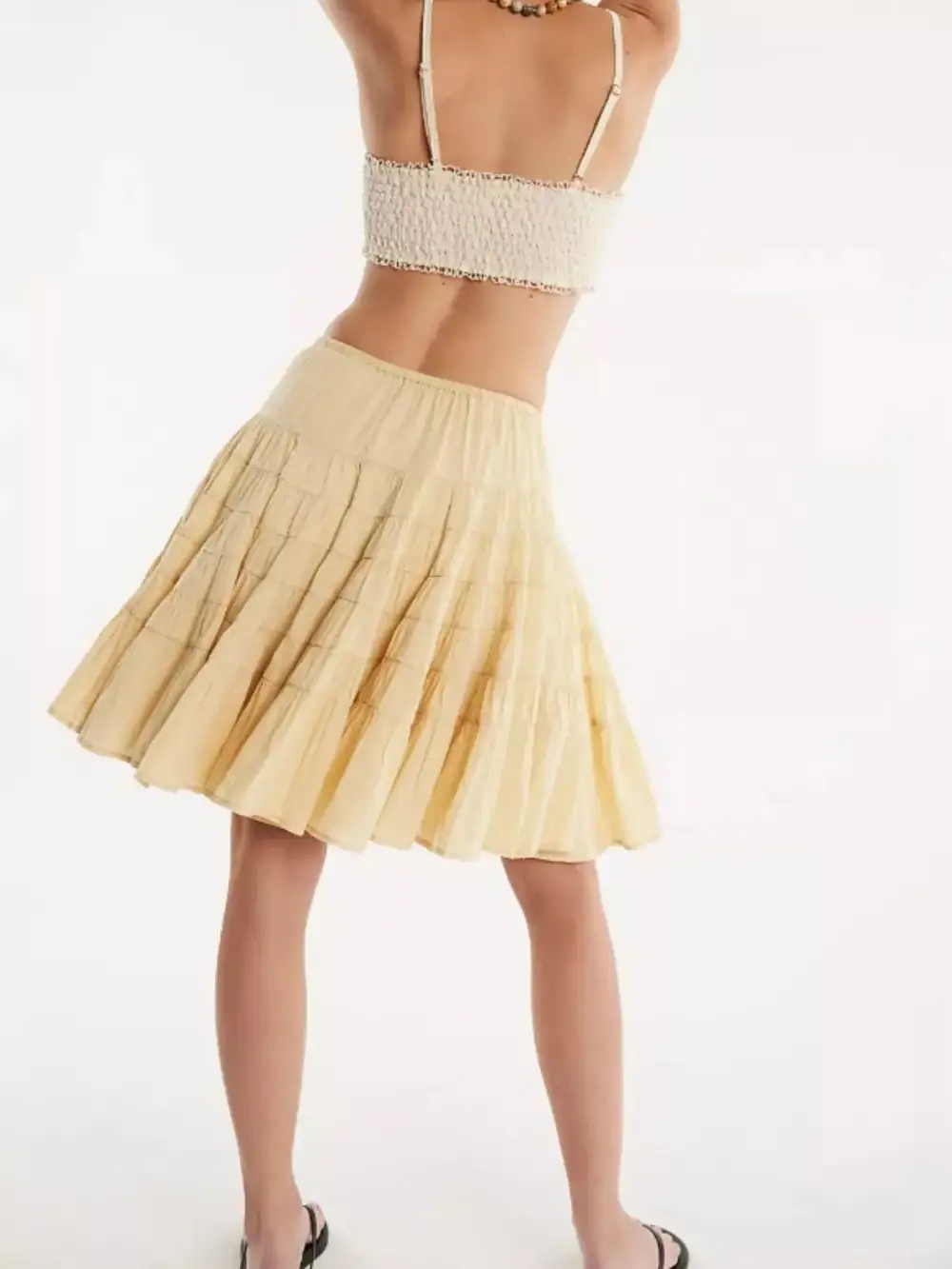 Sequin Drawstring Tiered Mini Skirt