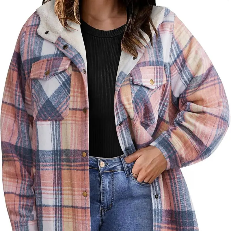 Plus Size Women Flannel Plaid Shacket Jacket Cozy Warmth, Effortless Style – Made for Every Body