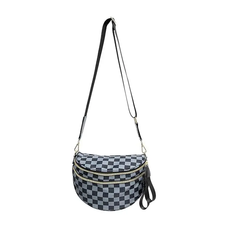 🏷️ 🔥 Clearance Sale – 40% OFF! 🔥 Black & White Checkered Nylon Bum Bag – Plus Size Friendly Fanny Pack | Spacious, Lightweight & Stylish Crossbody Gift for Everyone