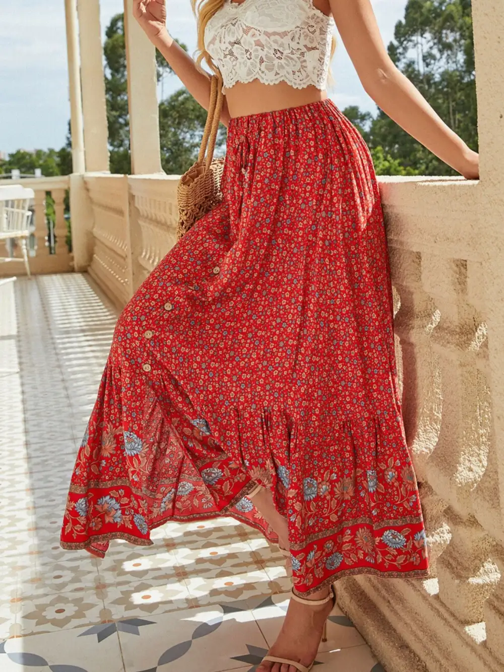 Print Slit Skirt