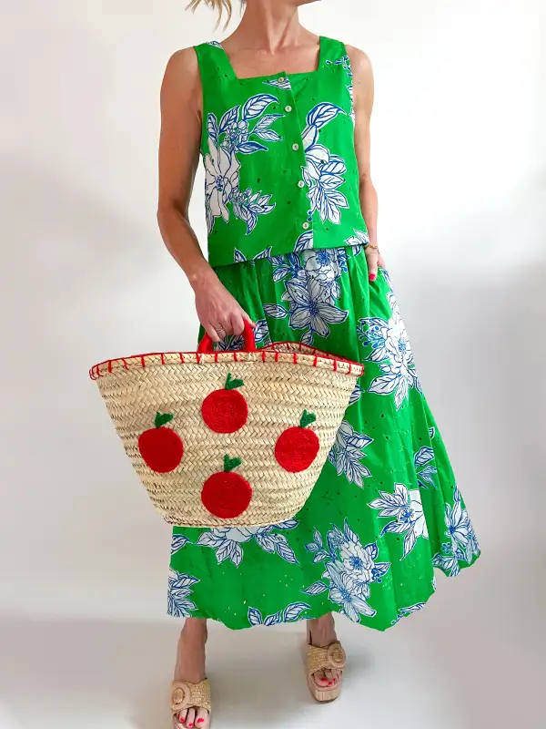 Floral Eyelet Top And Skirt Set