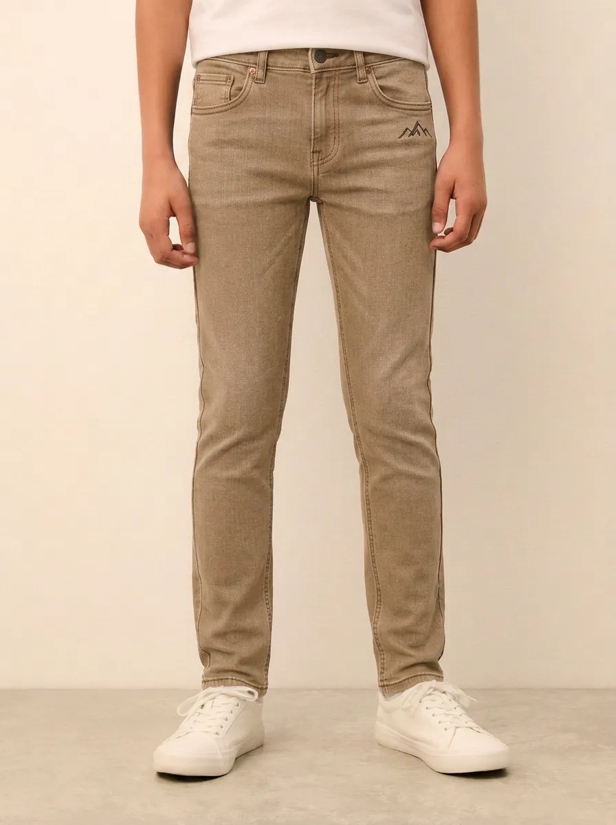 Men's Classic Flexible Mountain Lover Printed Stretch Denim Jeans