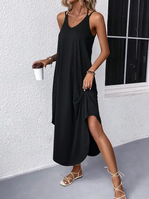 Loose Plus Neck Maxi Dress