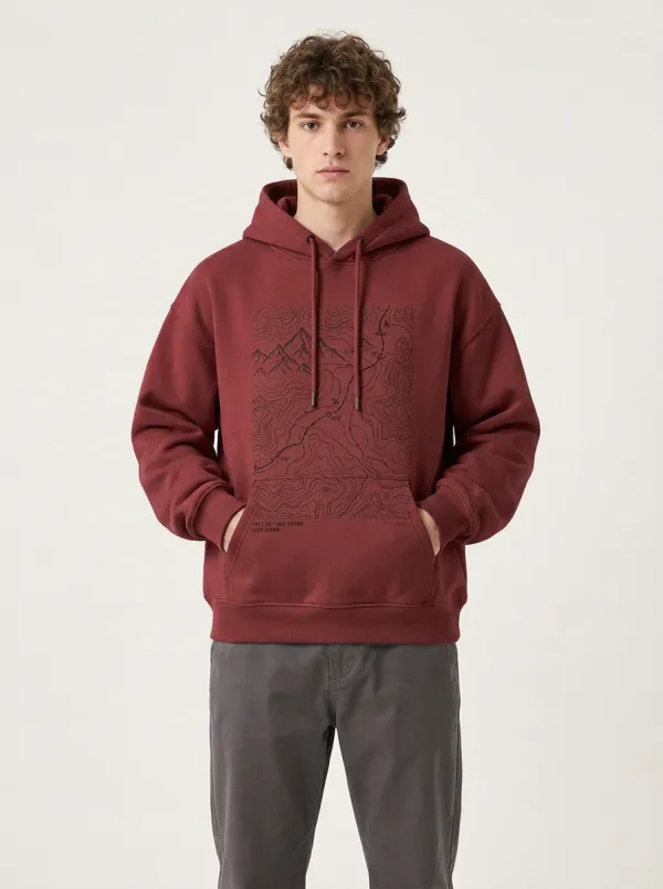 Men's Trail Hiking Explorer Mountain Topographic Graphic Hoodie