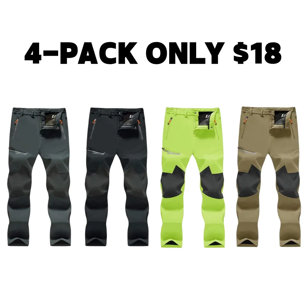 Men's Winter Pants Fleece Lined Ski Snow Pants Water Resistant 4 Zip Pockets Outdoor Work Pants FallFreshness Outdoorfun
