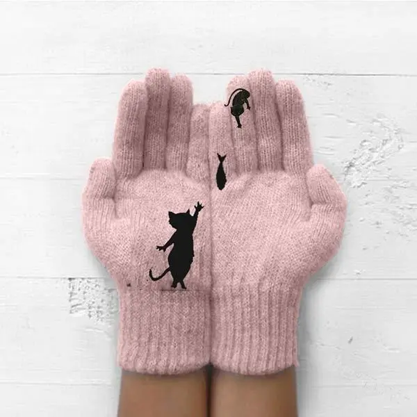 Women'S Wool Warm Winter Print Gloves 00594876C