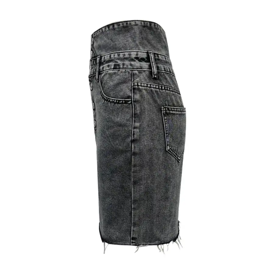Raw Hem High Waist Denim Skirt