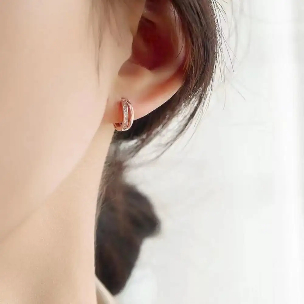 K Rose Gold Plated Zircon Hoop Earrings