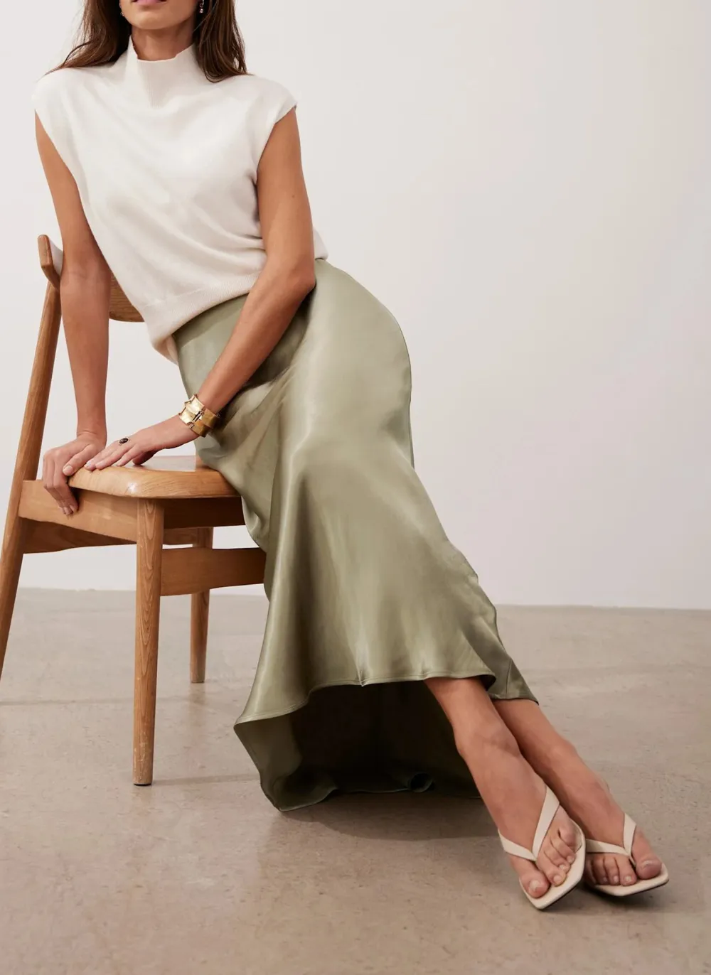 Casual Style Satin Slip Skirt